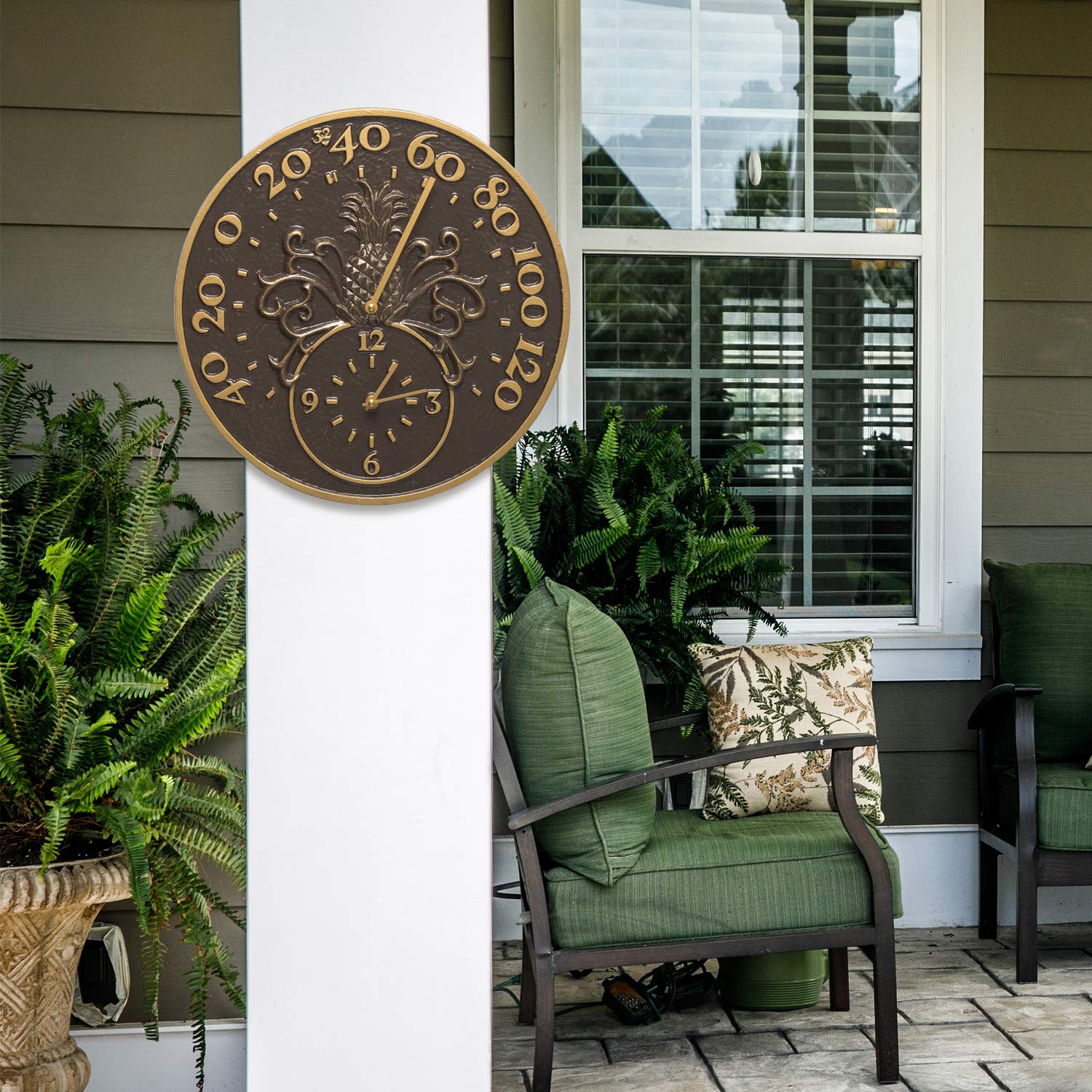 Amazon.com: Whitehall Products 01793 Pineapple Thermometer Clock